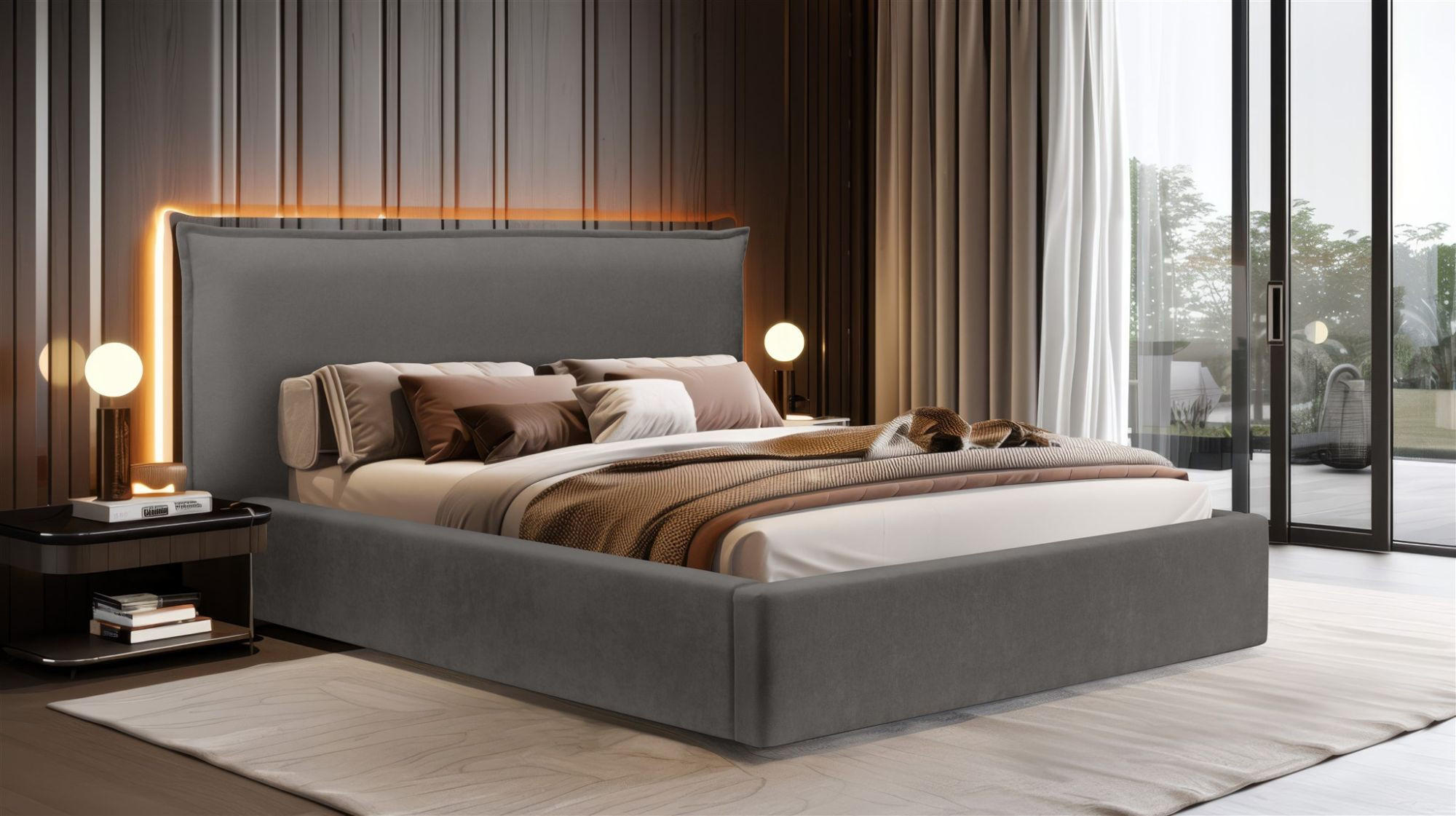 Thumbnail - Fun Möbel Polsterbett, Anthrazit, Textil, 140x200 cm, Schlafzimmer, Betten, Polsterbetten