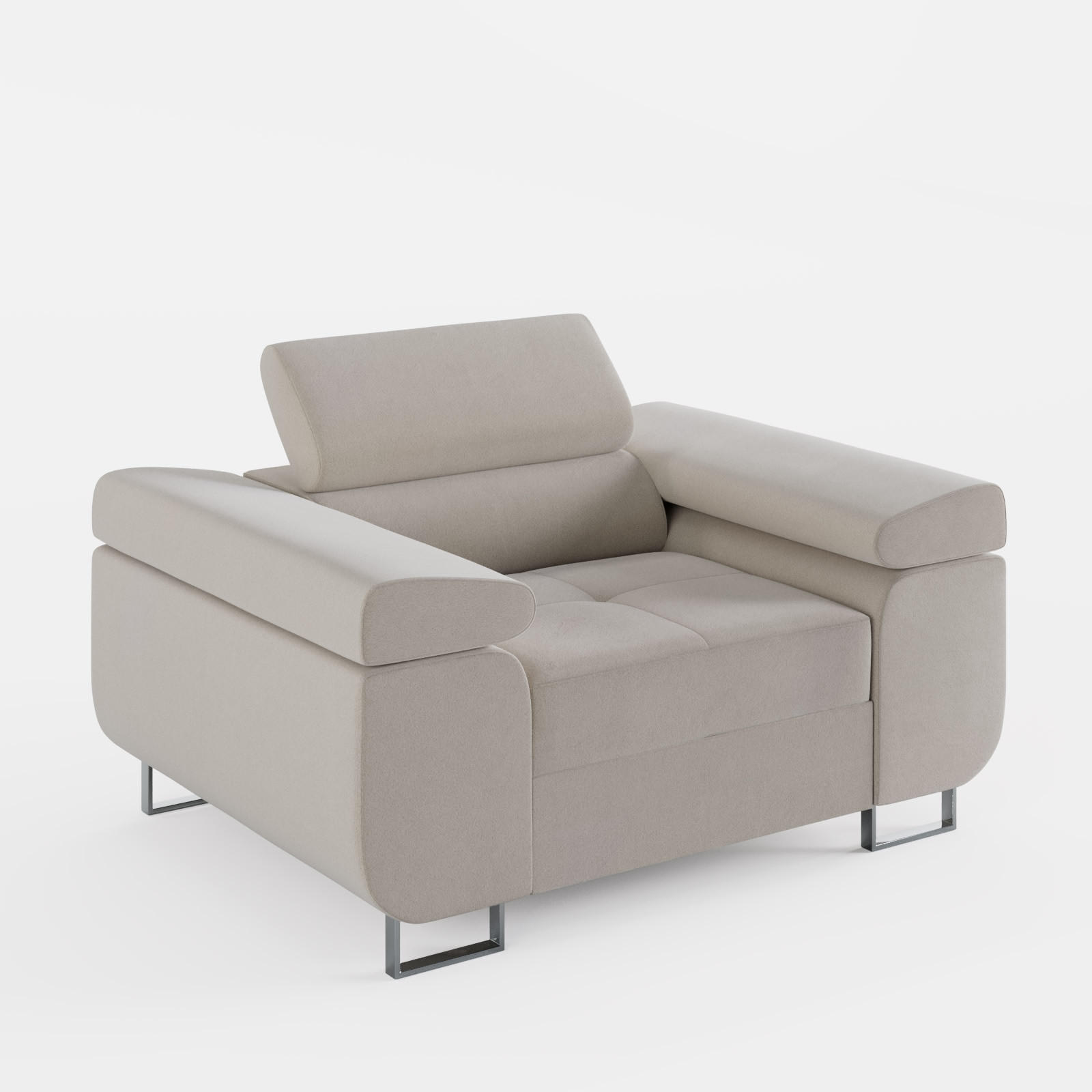 SESSEL VEMO SOLO, in Creme, matter Veloursstoff - Creme, Textil (135/88/100cm) - Barchello