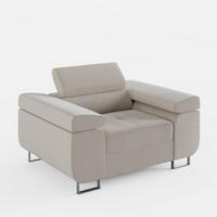 SESSEL VEMO SOLO, in Creme, matter Veloursstoff - Creme, Textil (135/88/100cm) - Barchello