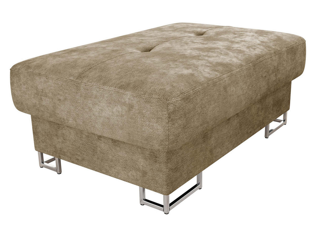 POLSTERHOCKER Cotere - Hellbraun/Silberfarben, Holz/Textil (104/42/67cm) - MIRJAN24