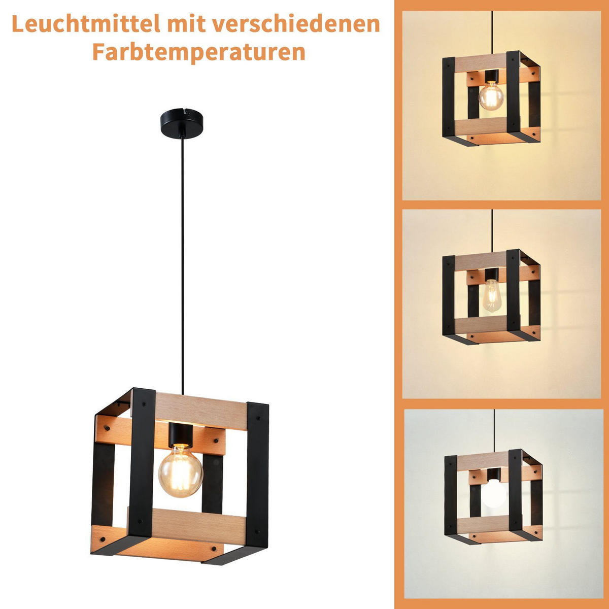 HÄNGELEUCHTE Margarete 1-flammig 25/25/175 cm - Braun, Holzwerkstoff (25/25/175cm) - Nettlife