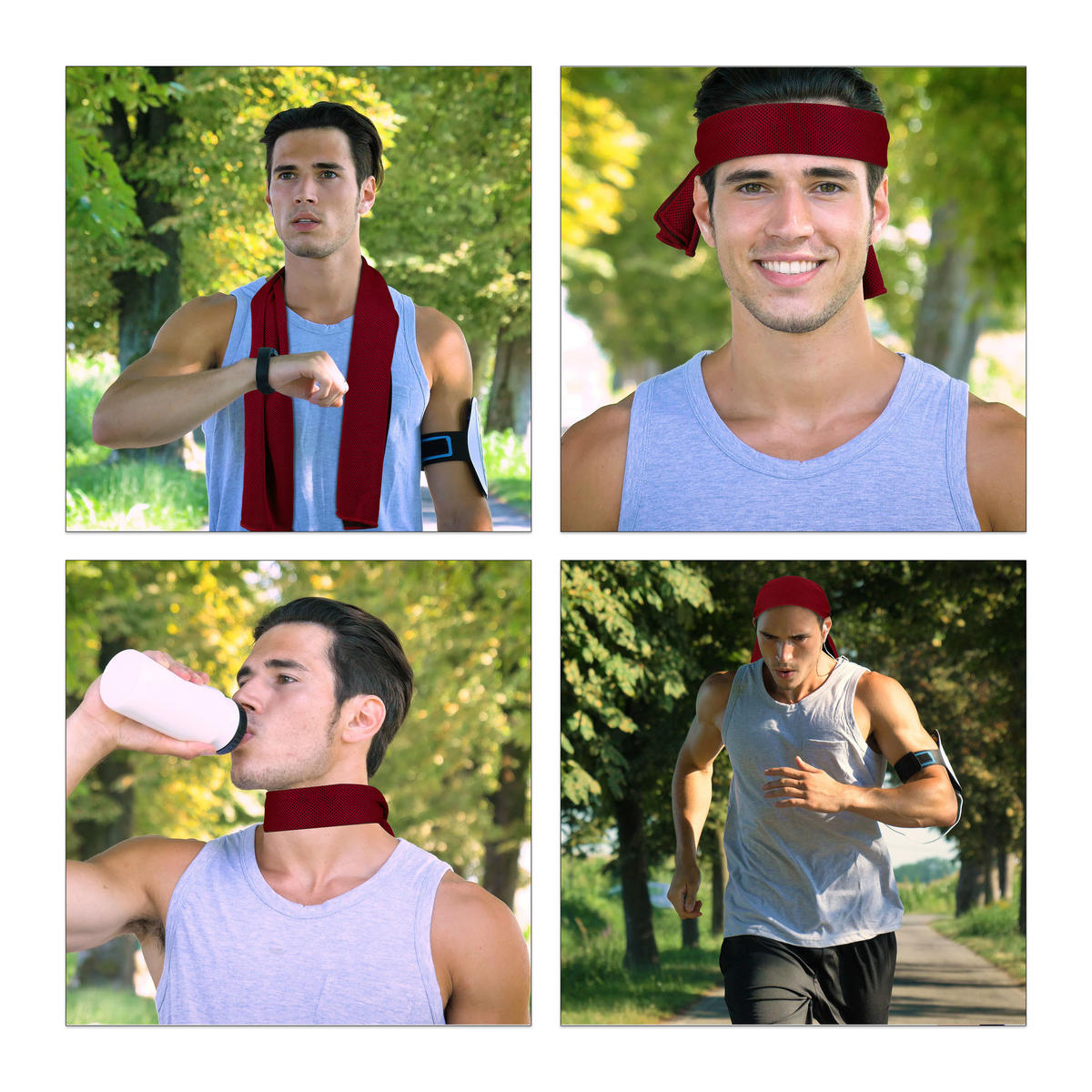 2XKÜHLHANDTUCH - Grau, Kunststoff/Textil (90/30cm) - Relaxdays