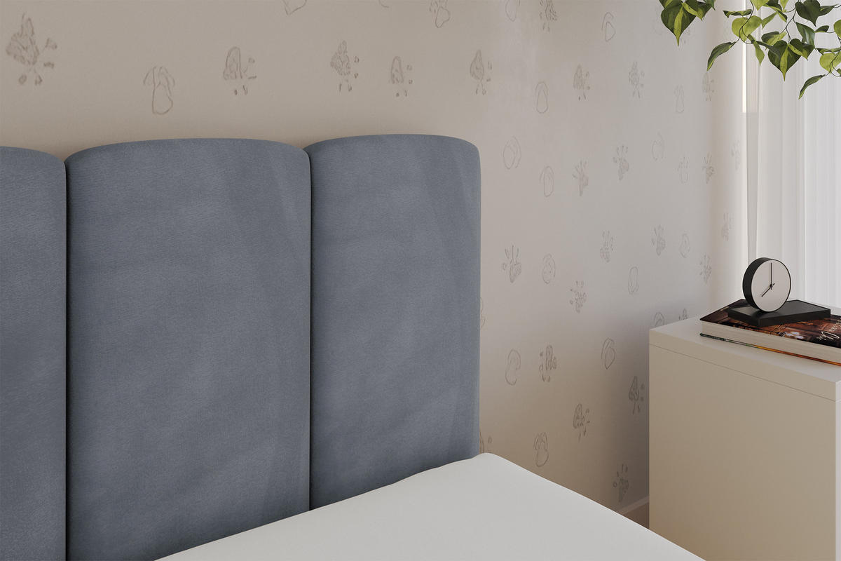 EINZELLBETT Jugendbett mit Bettkasten und Matratze H3/H4, Links - DEXY 90x200 Grau - Grau, Holzwerkstoff/Textil (90/200cm) - ALTDECOR