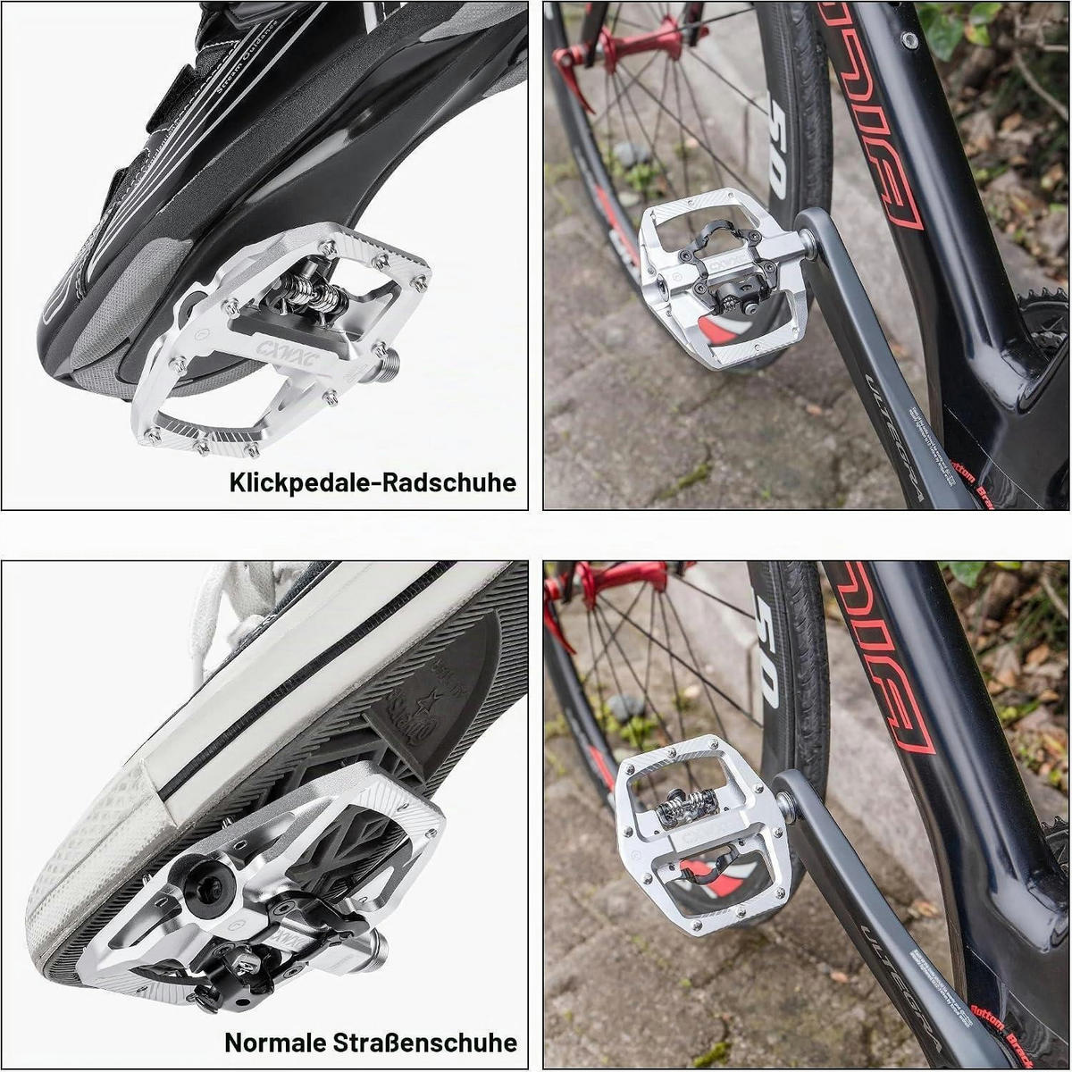 FAHRRADPEDALE mit Klickfunktion Silber - Silberfarben, Metall (10/1.5/11cm)