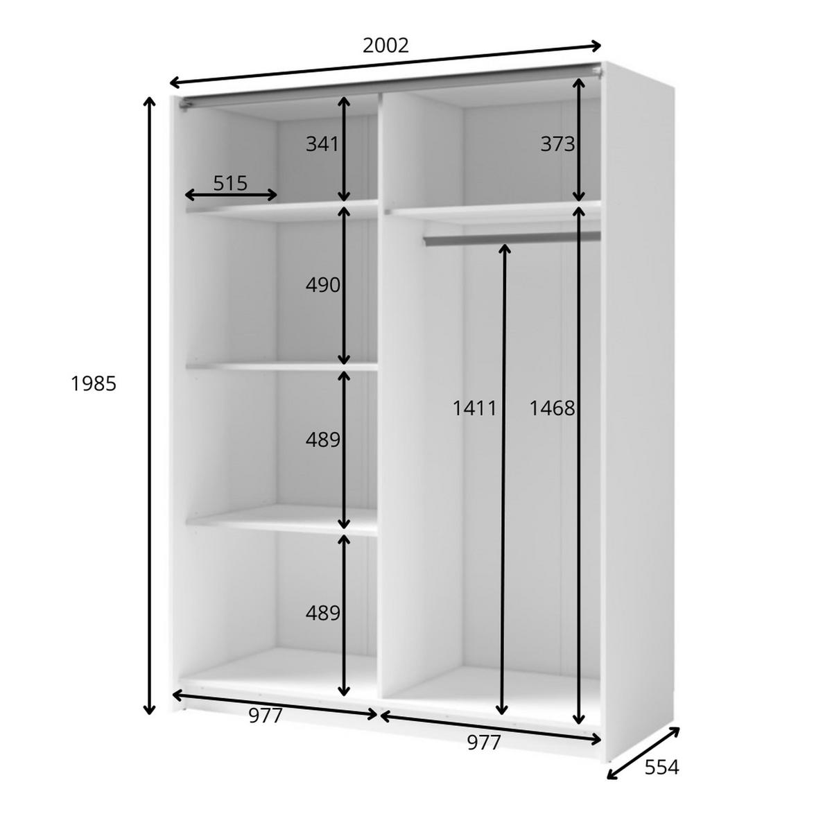 KLEIDERSCHRANK Weiß 200/198/55 - Weiß, Holzwerkstoff (200/198/55cm) - RAUMHIRSCH FURNITURE