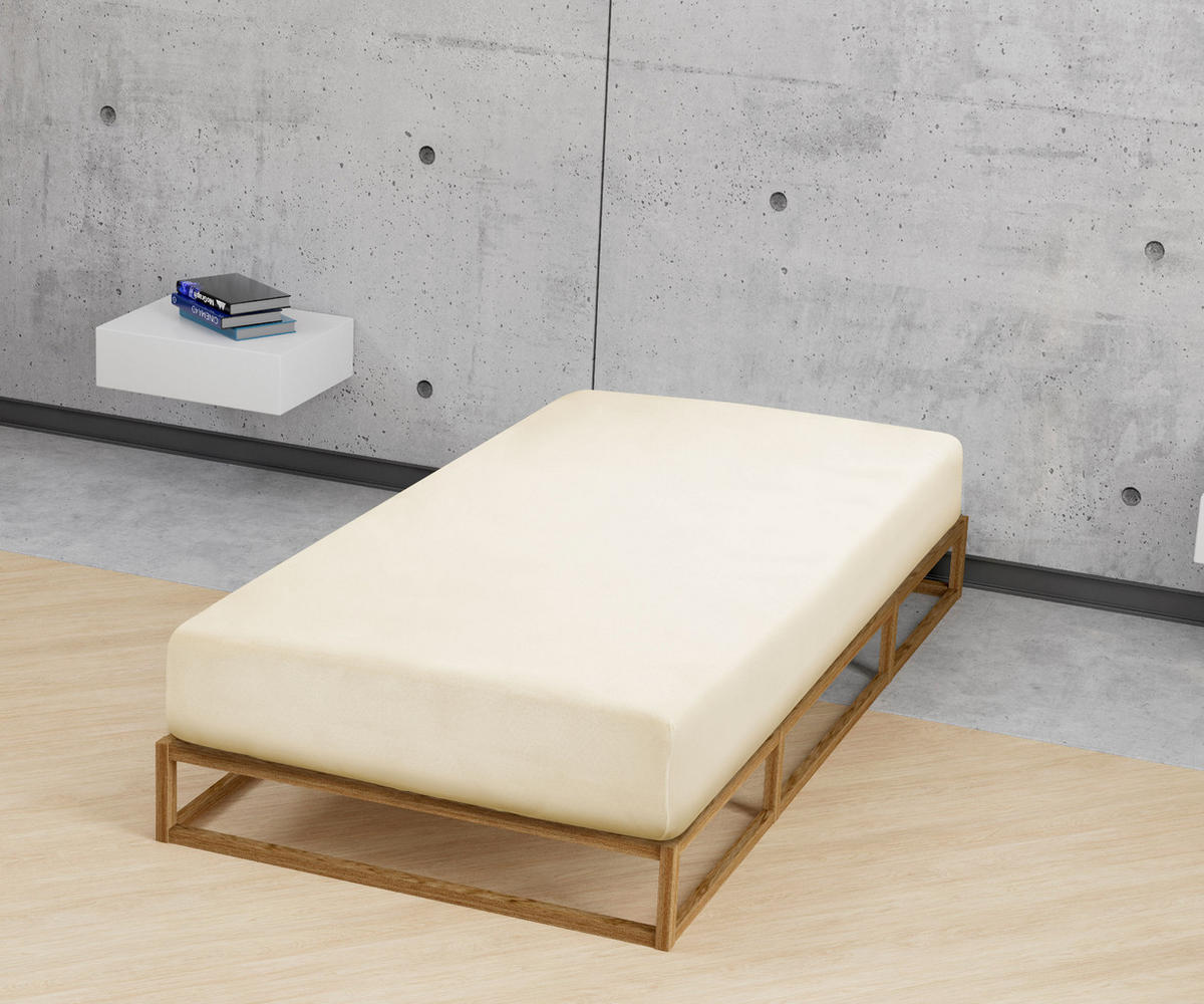 SPANNBETTTUCH Jersey kitt, 120x200 cm - 130x220 cm - Beige, Textil (130/220cm) - biberna