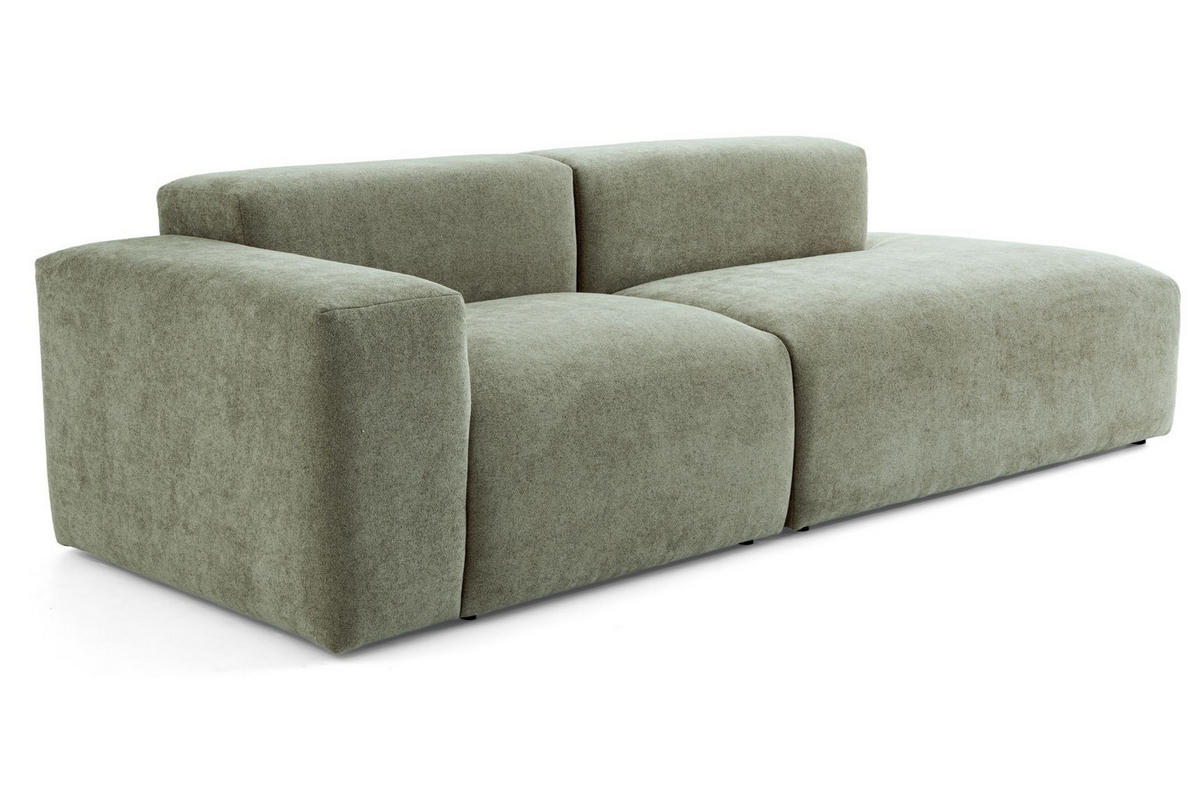 3-SITZER modulares Sofa HEAVEN SET 1 Rechts, Breite 255 cm Webstoff Grün - Schwarz/Grün, Holz/Kunststoff (102/71/255cm) - Muffo