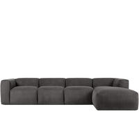 ECKMODULSOFA-RECHTS BUFFO 6-Sitzer mit extrem weicher Sitzfläche, Kordstoff, grau - Grau, Textil (377/180cm) - KONSIMO®