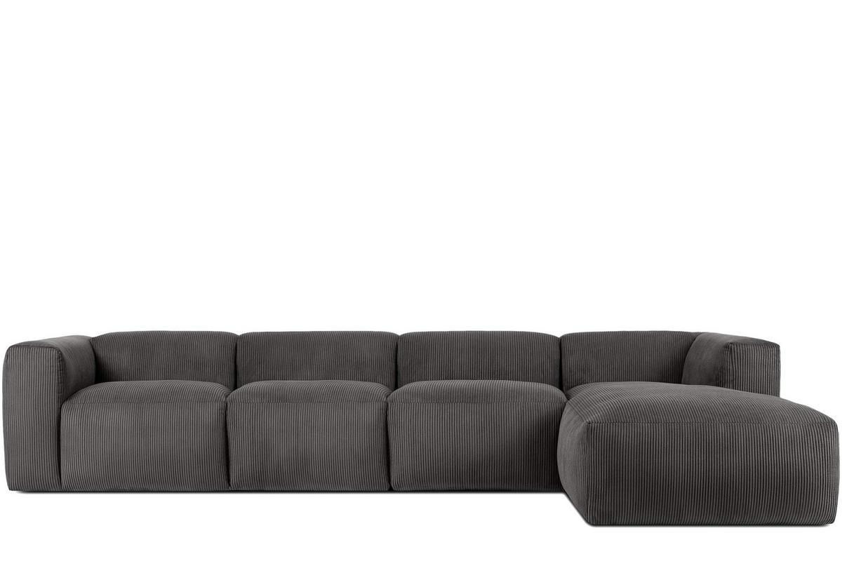 ECKMODULSOFA-RECHTS BUFFO 6-Sitzer mit extrem weicher Sitzfläche, Kordstoff, grau - Grau, Textil (377/180cm) - KONSIMO®