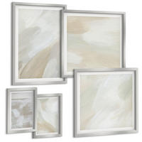 BILDER SET 5er Set - 50x50 cm & 20x30 cm & 40x60 cm Silberner Rahmen - Abstrakte Pinselmalerei auf Leinwand - Silberfarben, Kunststoff (40/60cm) - TULUP
