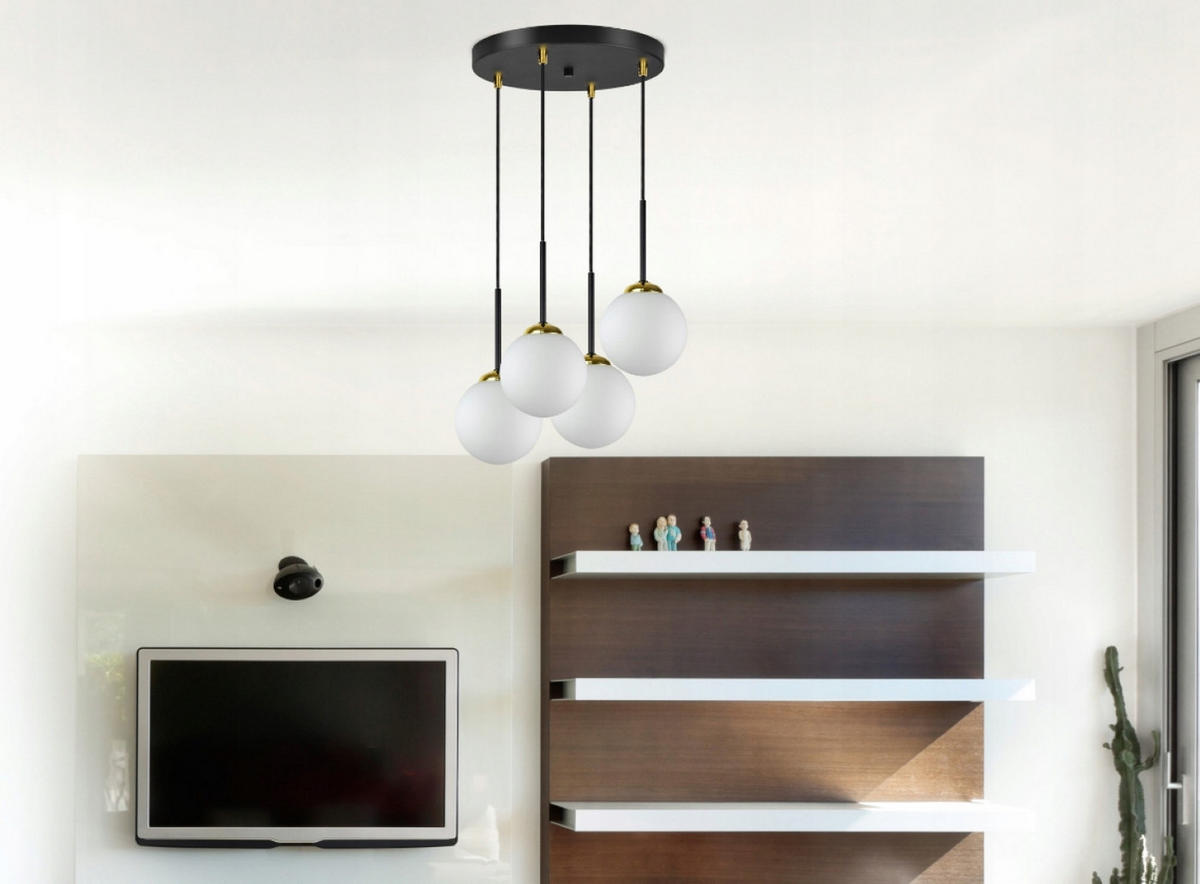 PENDELLEUCHTE Milano Glas - Goldfarben/Schwarz, Glas/Metall (35/35/90cm) - kiki design