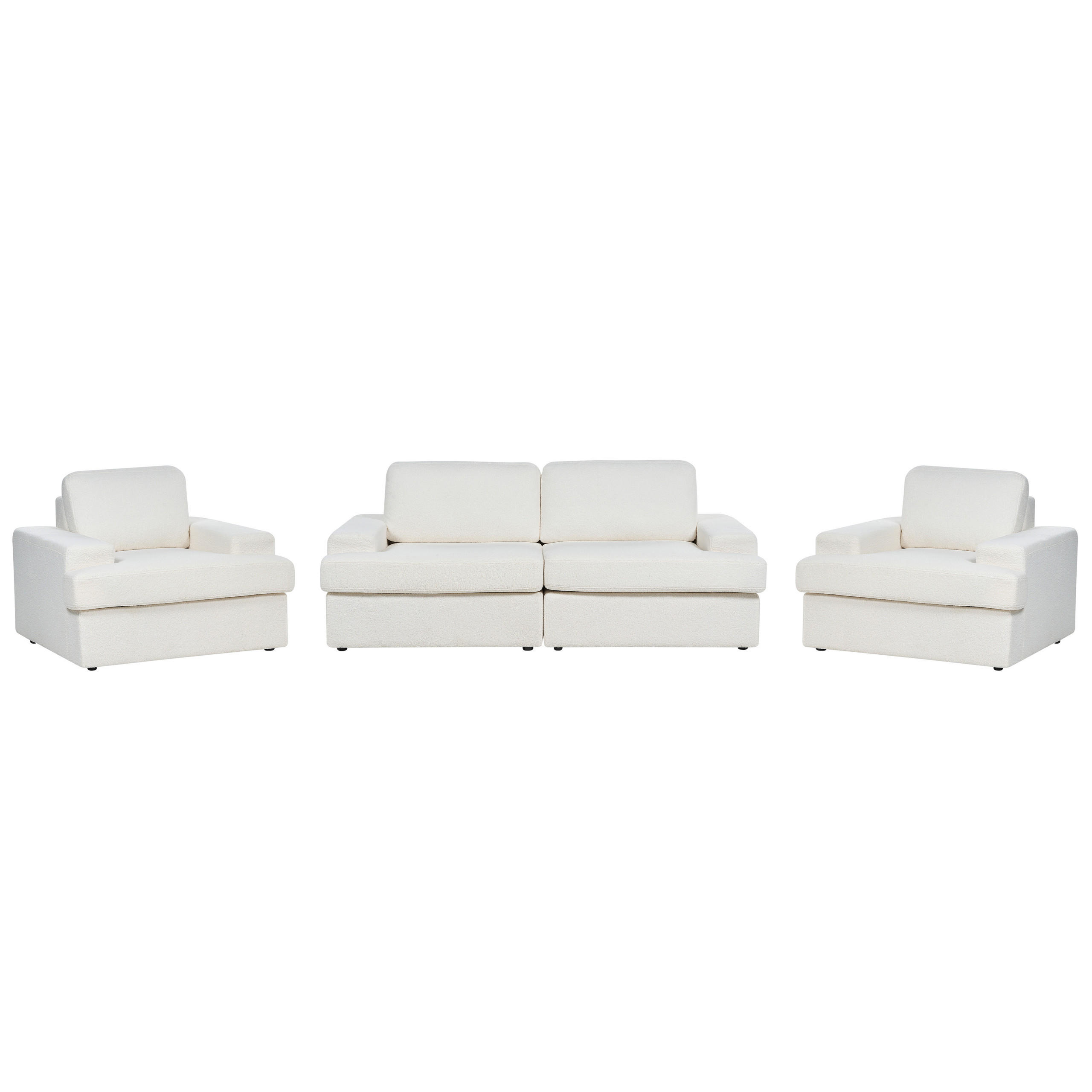 5-SITZER-SOFA SET Bouclé cremeweiß Alla - Weiß, Textil (112/112/208cm) - Beliani