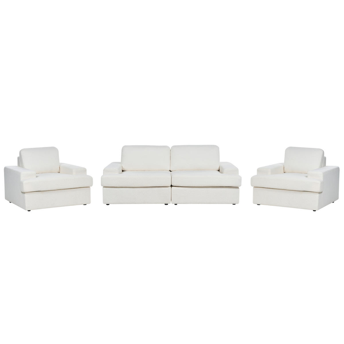 5-SITZER-SOFA SET Bouclé cremeweiß Alla - Weiß, Textil (112/112/208cm) - Beliani