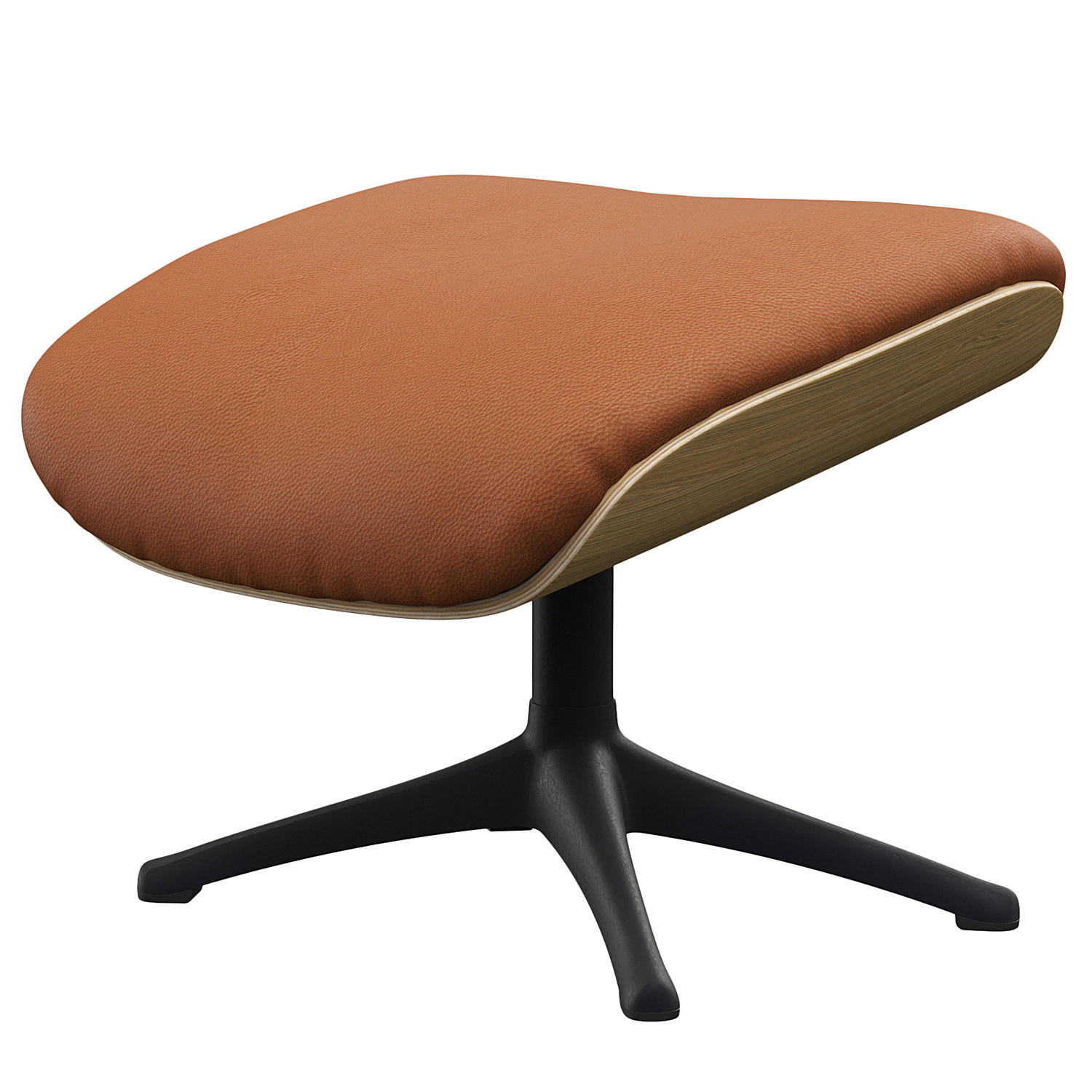 POLSTERHOCKER - Echtleder - Kastanienfarben/Schwarz, Leder/Holz (49/39/44cm) - home24