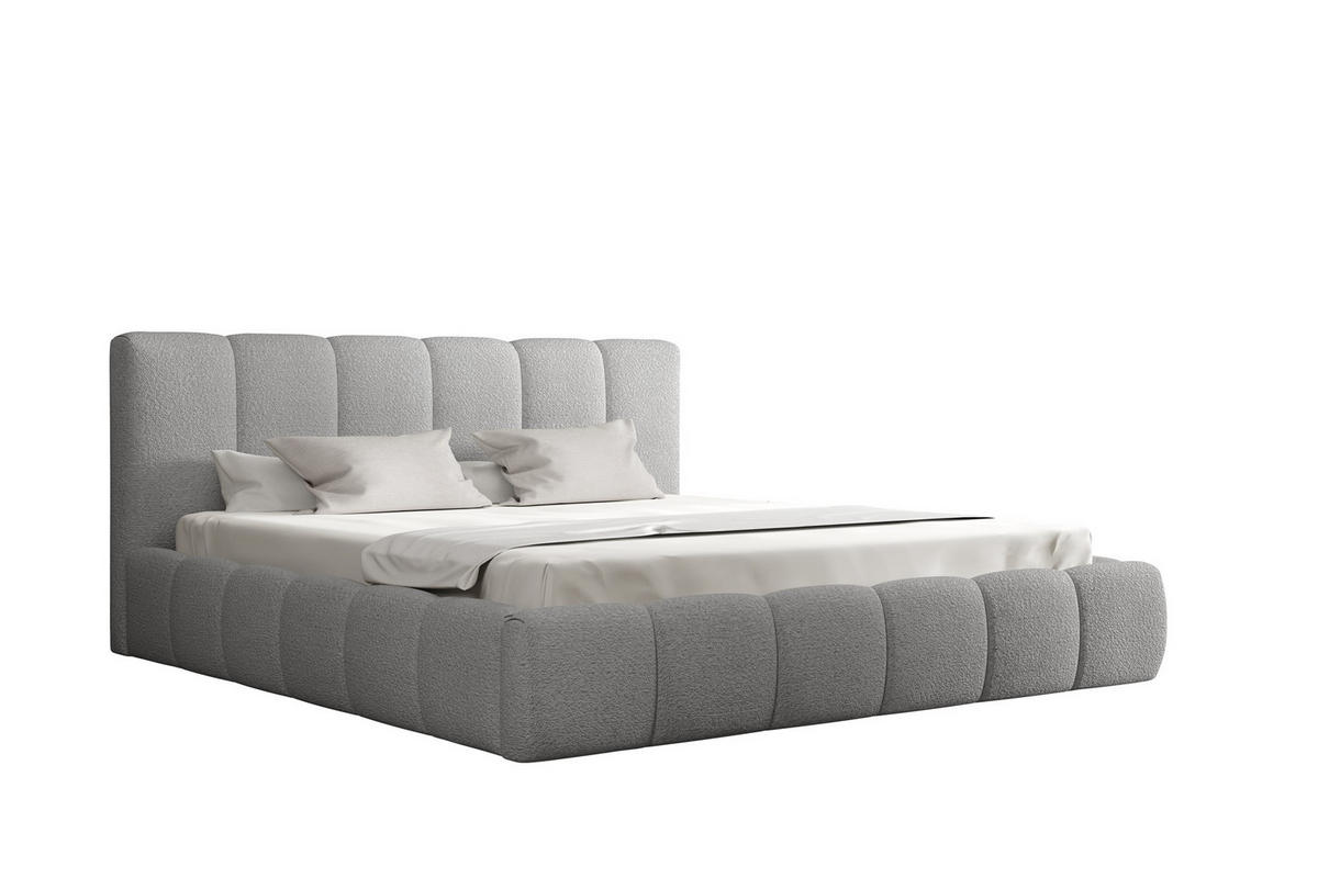 POLSTERBETT Giulia Freya Komplett - Silberfarben, Holzwerkstoff/Textil (160/200cm) - Fun Möbel
