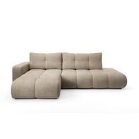 ECKSOFA DUCA L-S Beige Chenille mit Schlaffunktion - Sandfarben, Holz (266.5/266.5cm) - MASSENO
