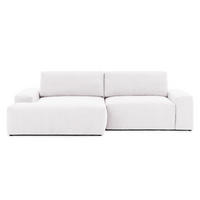 ECKSOFA Lennon aus Creme Strukturstoff mit Schlaffunktion und Bettkasten - Creme/Schwarz, Holz/Kunststoff (137/264cm) - S-Style