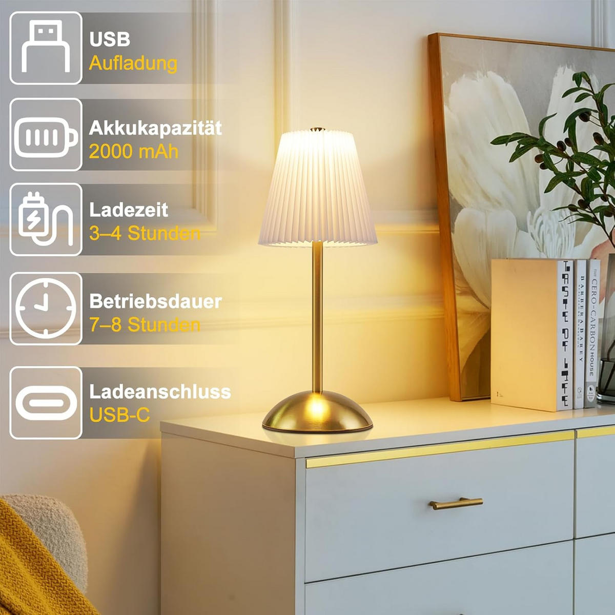 LED stolní lampa BREMEN III 12/12/30 cm (sada 2 ks) - bílá, kov (12/12/30cm) - Nettlife