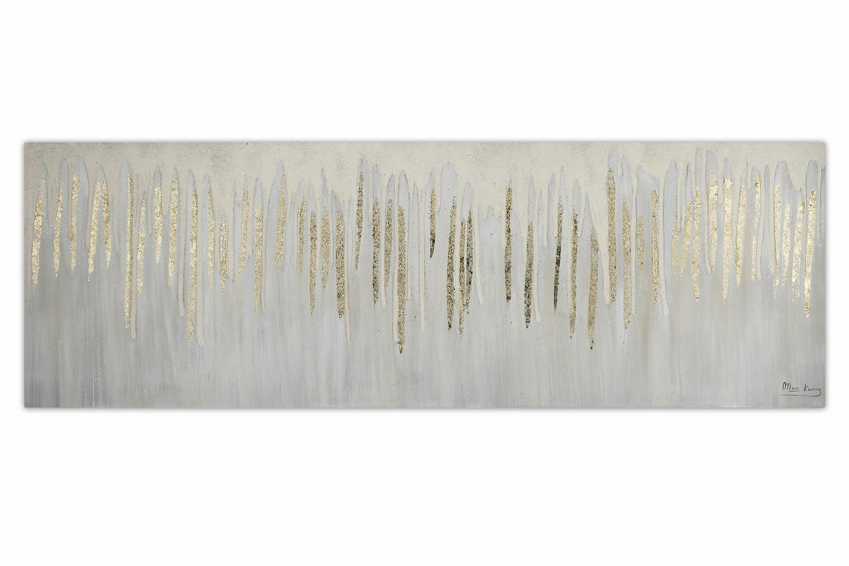 ACRYLBILD HANDGEMALT 150/50 cm - Weiß/Grau, Holz/Textil (1.7/50cm) - KUNSTLOFT