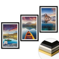 WANDBILDER 3er-Set - 40x60 cm Schwarzer Rahmen - Seen, Berge, Boote, Frieden - Schwarz, Kunststoff (40/60cm) - ArtPrintCave