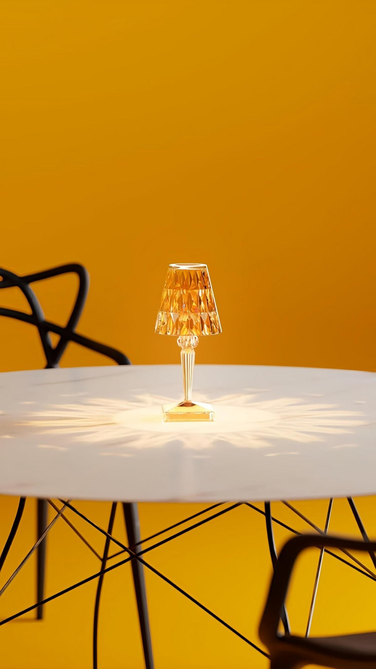 TISCHLEUCHTE Bernstein Diamant Akku Dimmbar - Orange, Kunststoff (12/26/12cm) - Authentics