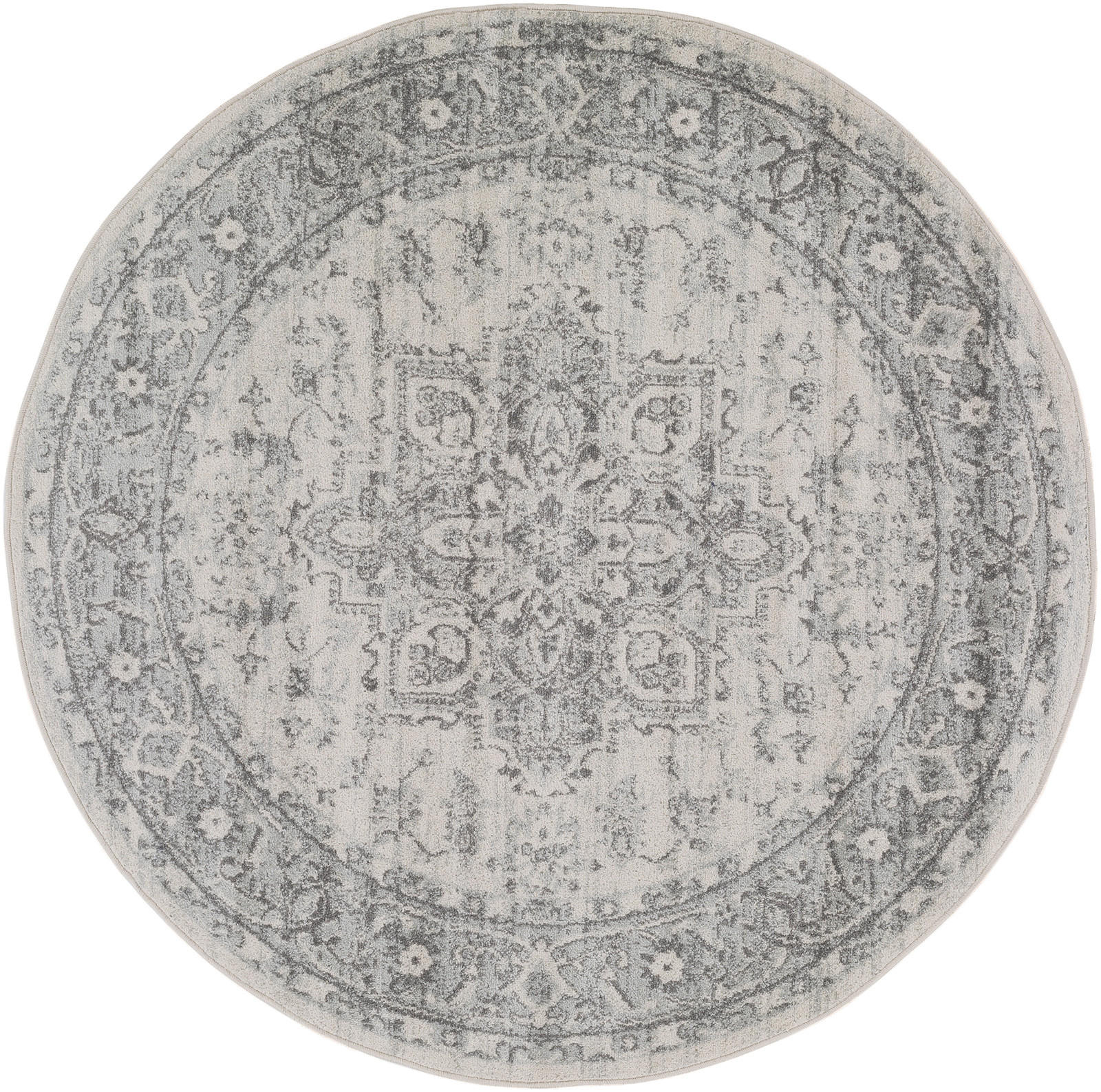 VINTAGE-TEPPICH Rund Ø 160 cm Grau - Grau, Naturmaterialien/Textil (160/160cm) - LIVABLISS