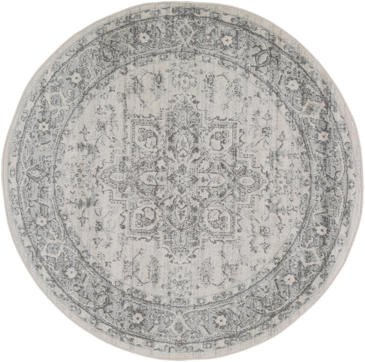 VINTAGE-TEPPICH Rund Ø 160 cm Grau - Grau, Naturmaterialien/Textil (160/160cm) - LIVABLISS