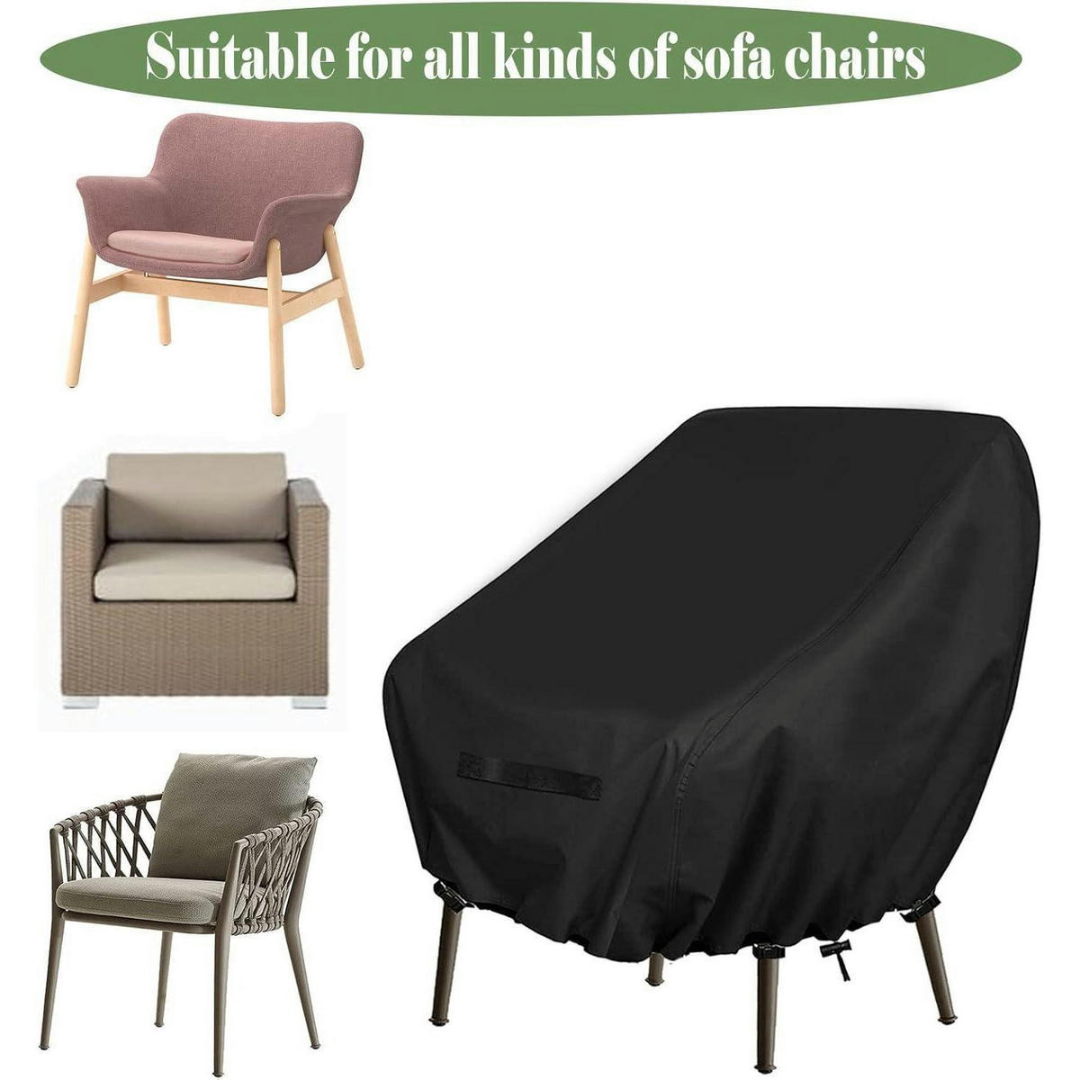 GARTENSESSEL Abdeckung 2-teiliges Set 89 x 97 x 74 cm - Schwarz, Kunststoff (20/3/25cm)