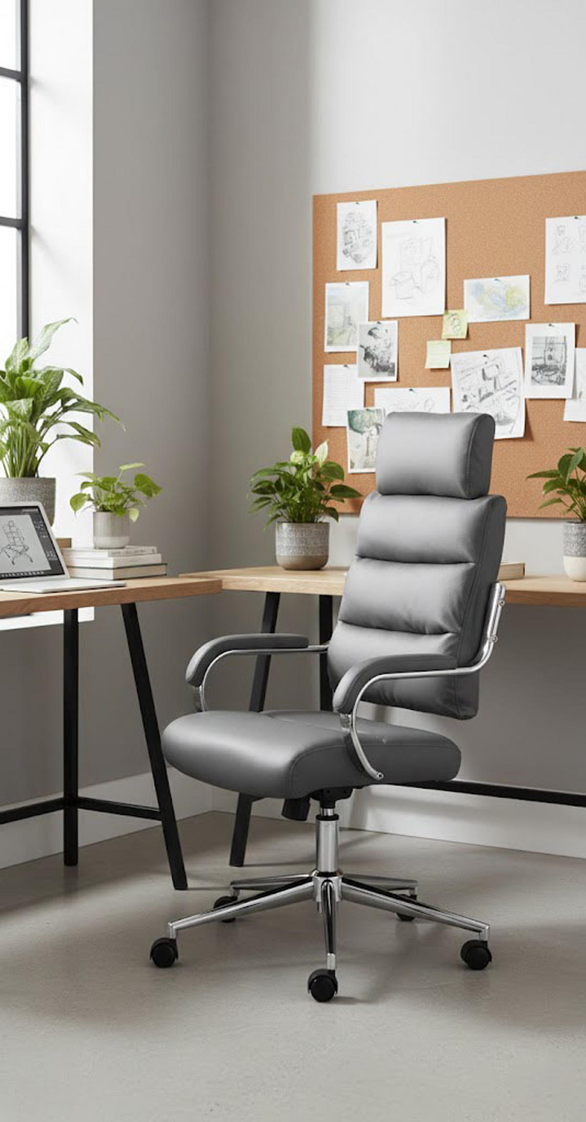 BÜROSTUHL Noxar grau - Chromfarben/Grau, Kunststoff/Metall (61/129/78cm) - TPFLiving