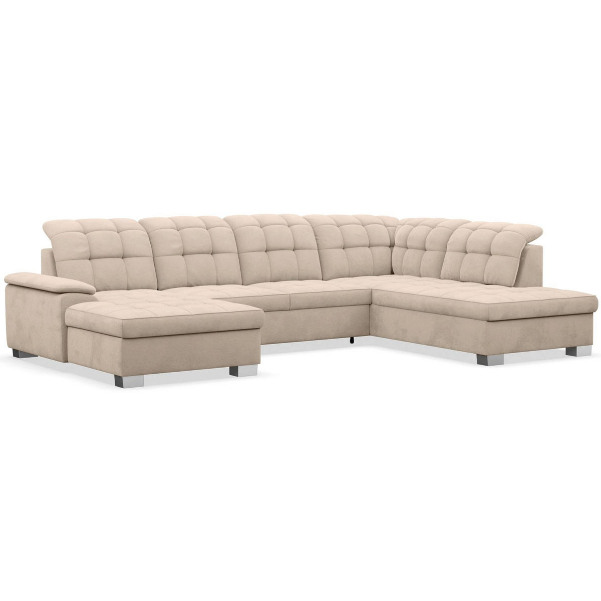 WOHNLANDSCHAFT Jamaal Beige Velours linksseitig - Beige/Schwarz, Textil (330/106/212cm) - Selsey