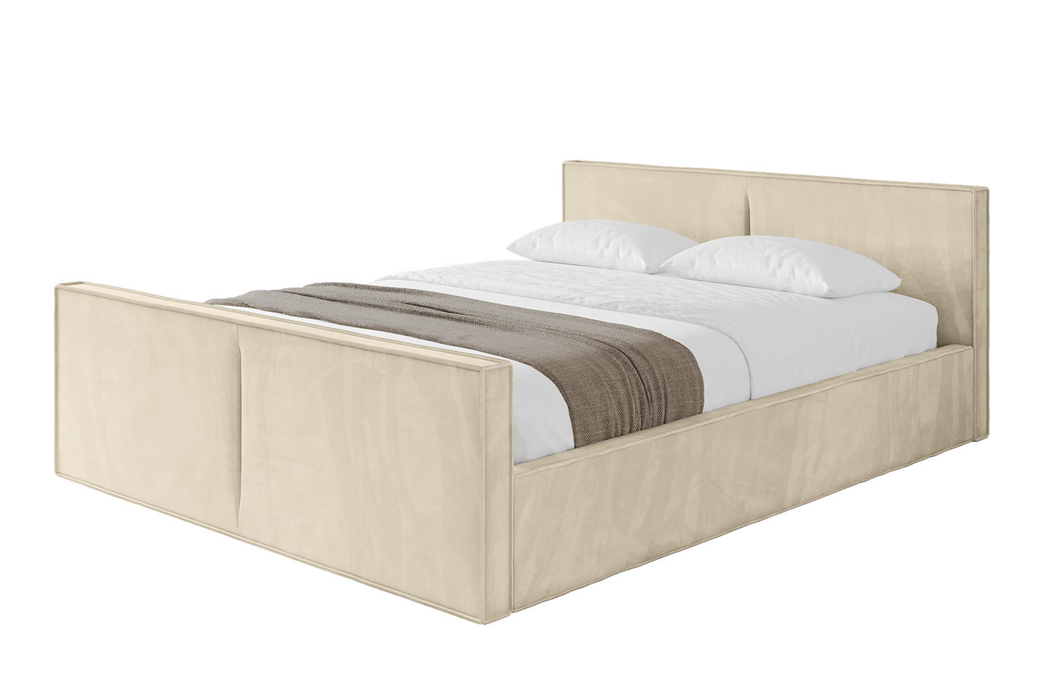 POLSTERBETT mit Bettkasten, Fußteil und Lattenrost, Boxbett ohne Matratze - EMMI-Z-V1 180x200 Beige - Ecru, Holzwerkstoff/Textil (180/200cm) - ALTDECOR