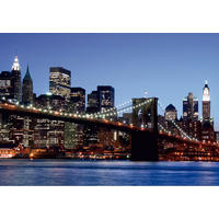 FOTOTAPETE Brooklyn Bridge New York 375 x 270 cm - Blau, Papier (375/270cm) - Sanders & Sanders