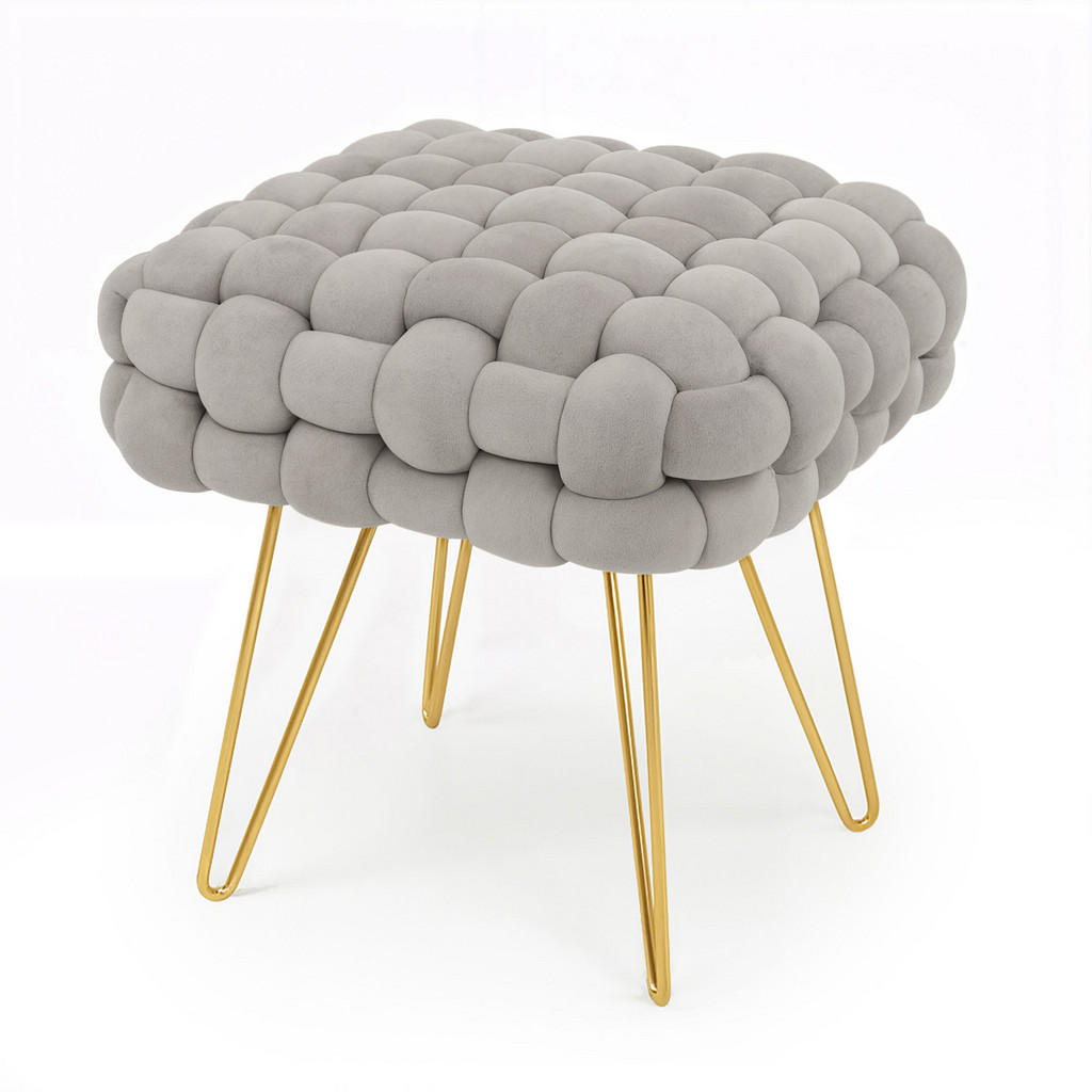 RAUMHIRSCH FURNITURE ČALOUNĚNÝ TABURET s ocelovými nohami, šedý 38/42/38