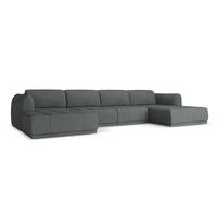 WOHNLANDSCHAFT Chenille Stoff Grau - Schwarz/Graphitfarben, Kunststoff/Textil (370/74/170cm) - Makamii