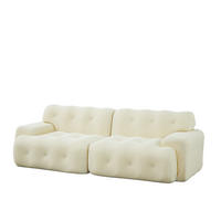 2-SITZER-SOFA aus Stoff 224x104x66 cm Beige montagefrei mit breiten Armlehnen und tiefem Sitzkomfort - Beige, Textil (224/66/104cm) - Modfu