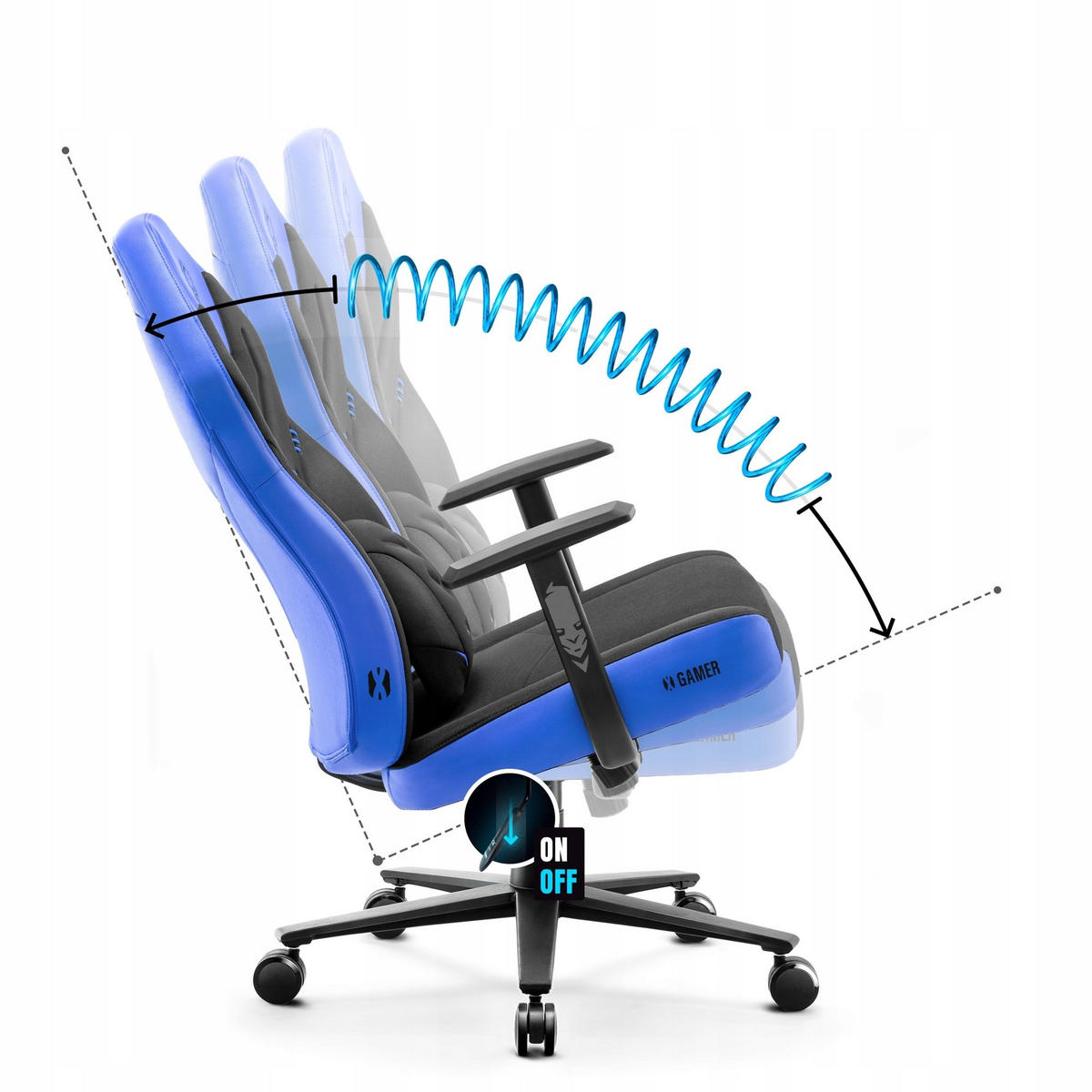 GAMINGSTUHL X-GAMER - Blau/Schwarz, Metall (68/118/56cm) - Diablo Chairs