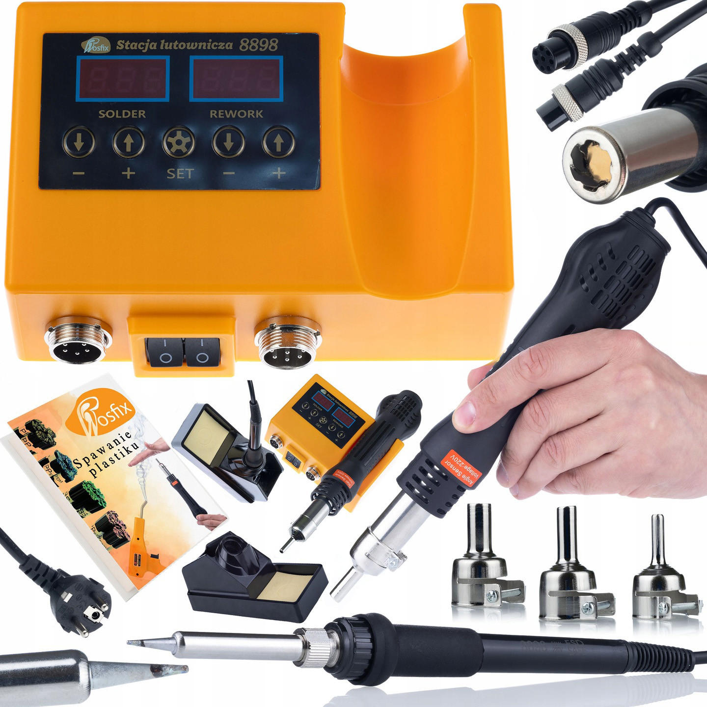 LÖTKOLBEN OH660 2-in-1 Set, 660 W Heißluft + 60 W Lötkolben, 100-500 °C, 22 mm Düse - Multicolor, Kunststoff/Metall (10/10/10cm)