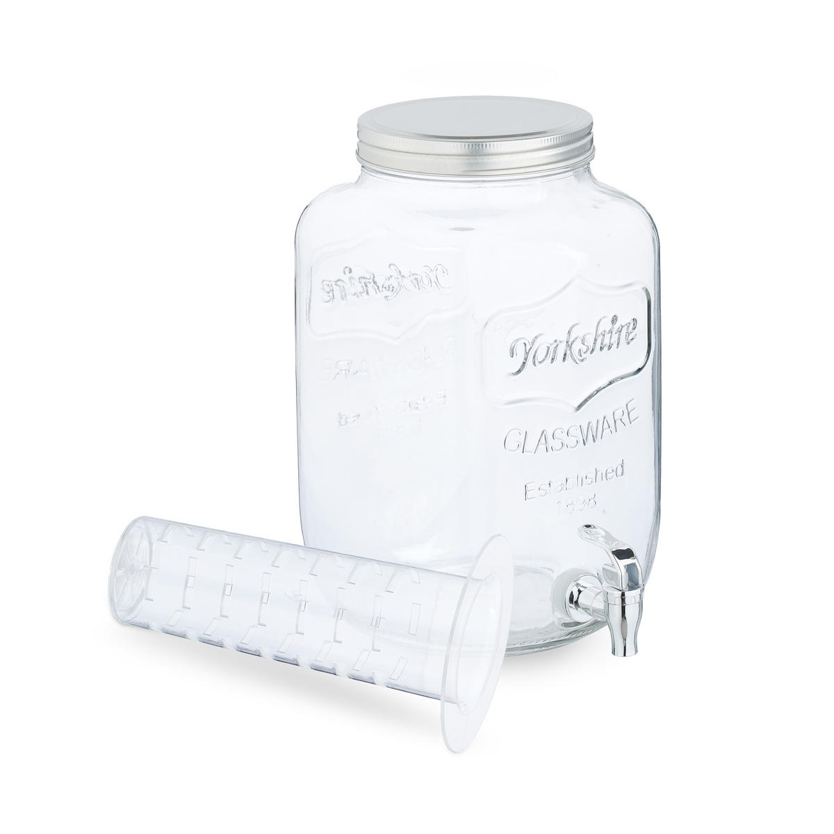 GETRÄNKESPENDER - Transparent, Glas/Kunststoff (4L) - Relaxdays
