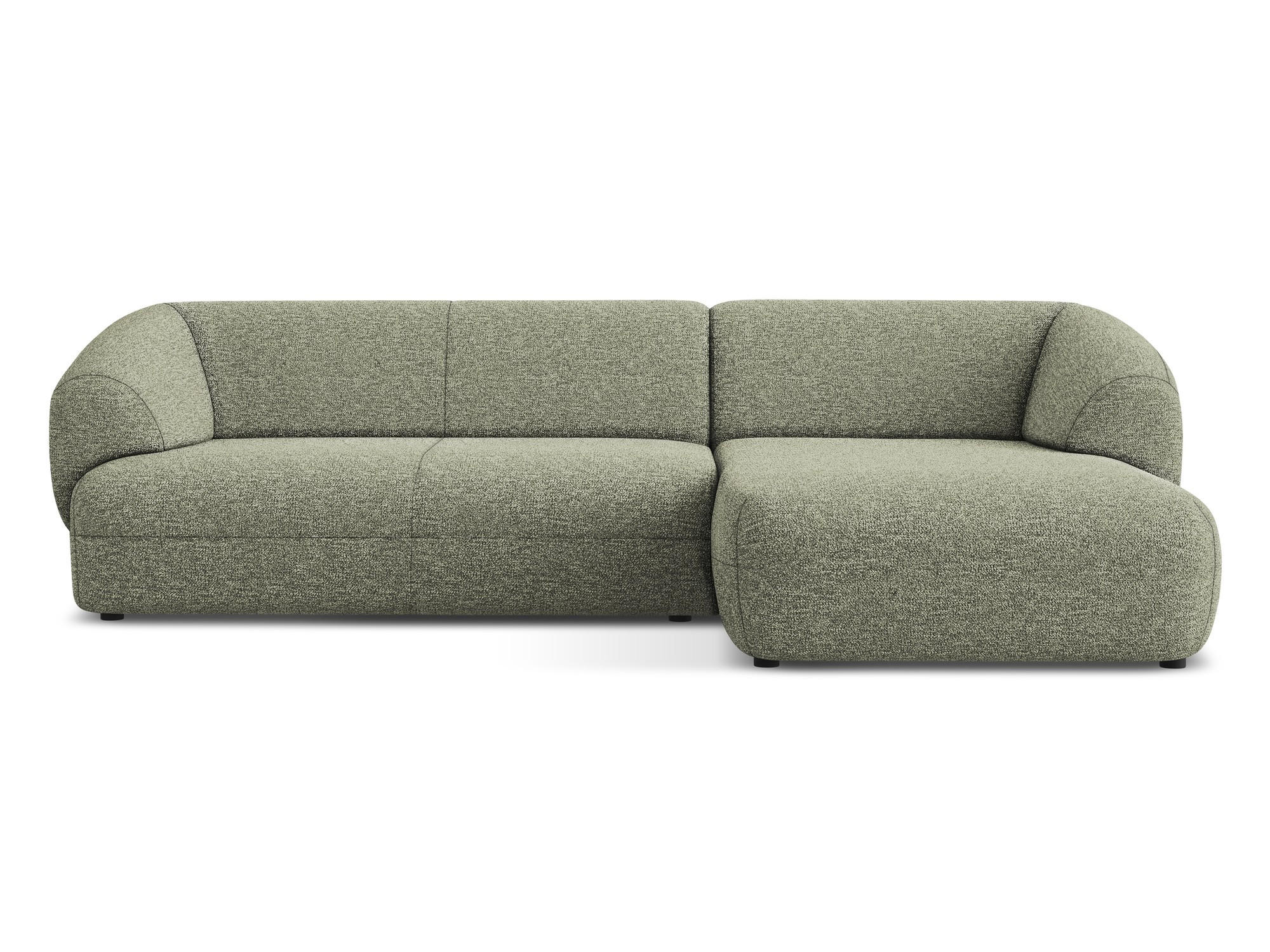 ECKSOFA rechts Strukturstoff Stoff Grün - Beige/Schwarz, Kunststoff/Textil (280/156cm) - Makamii