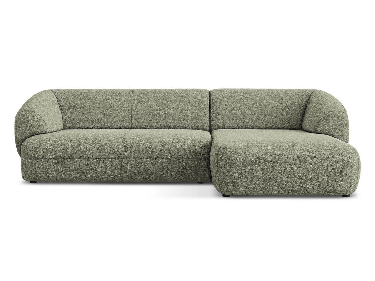 ECKSOFA rechts Strukturstoff Stoff Grün - Beige/Schwarz, Kunststoff/Textil (280/156cm) - Makamii
