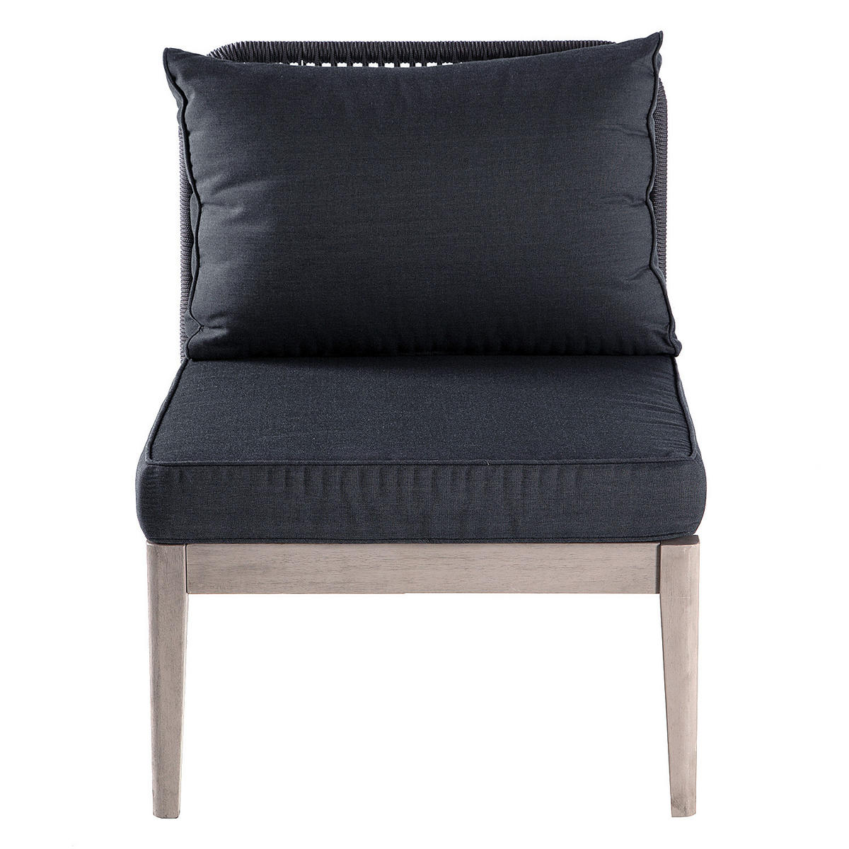 LOUNGESESSEL - Webstoff / Akazie massiv - Anthrazit / Grau - Anthrazit/Braun, Holz/Textil (62/78/74cm) - home24