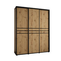 SCHWEBETÜRENSCHRANK 235,2/190/60 3-türig - Schwarz/Eiche Artisan, Holz/Metall (190/235/60cm) - Abiks Möbel