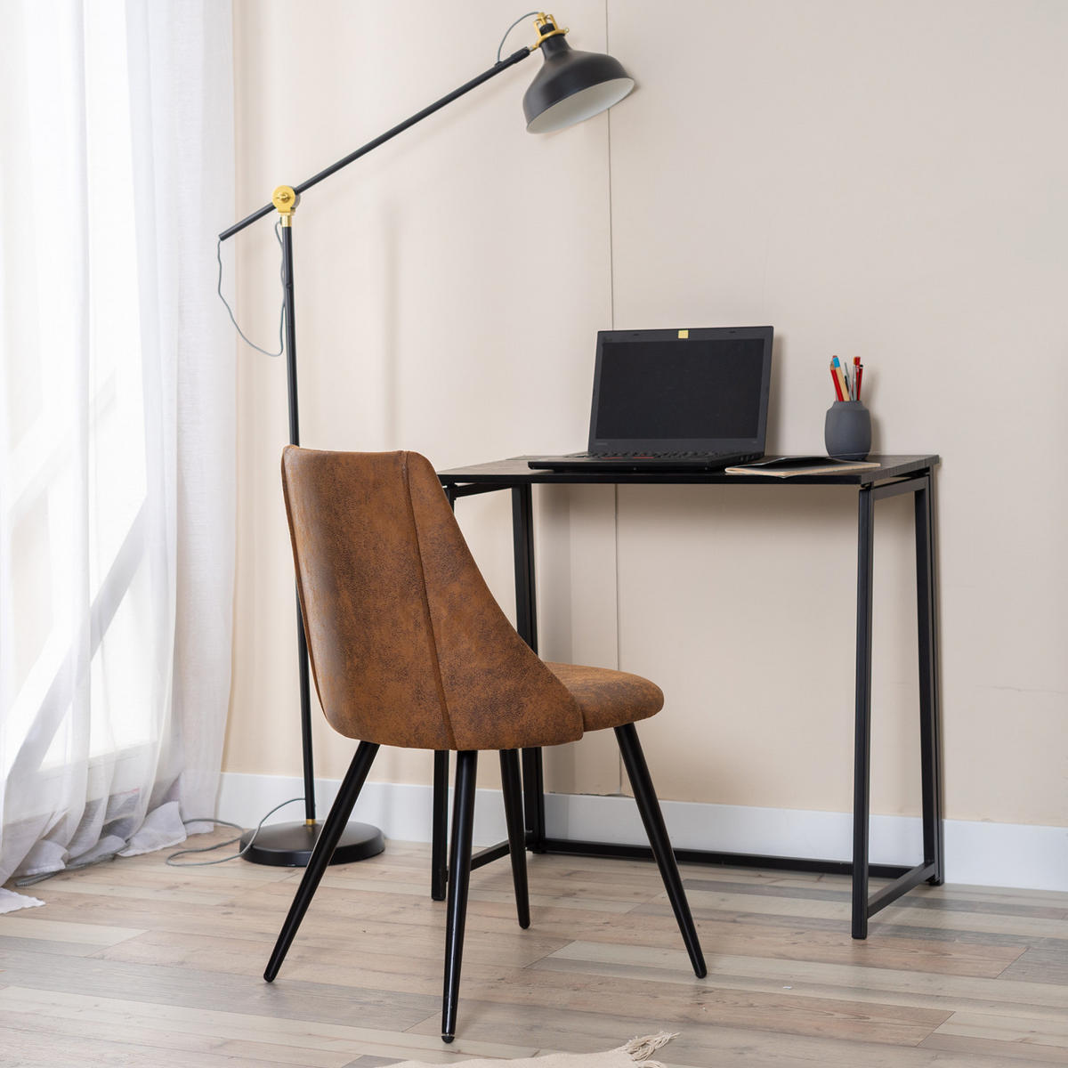 ESSZIMMERSTUHL 2er-Set in Wildlederoptik, Braun - Braun, Metall (52.5/83/49.5cm) - Meubles Cosy