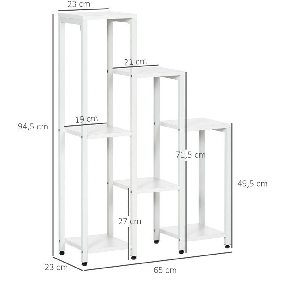 BLUMENTREPPE aus Stahl 65x23x94,5 cm in Weiß mit 7 Ebenen - Weiß, Metall (23/94.5/65cm) - Modfu