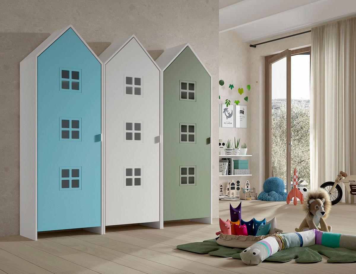 REGALSCHRANK Set Kania 173x37x171 MDF Weiß /Bunt - Blau/Weiß, Holzwerkstoff (173/171/37cm) - 58aufmkessel