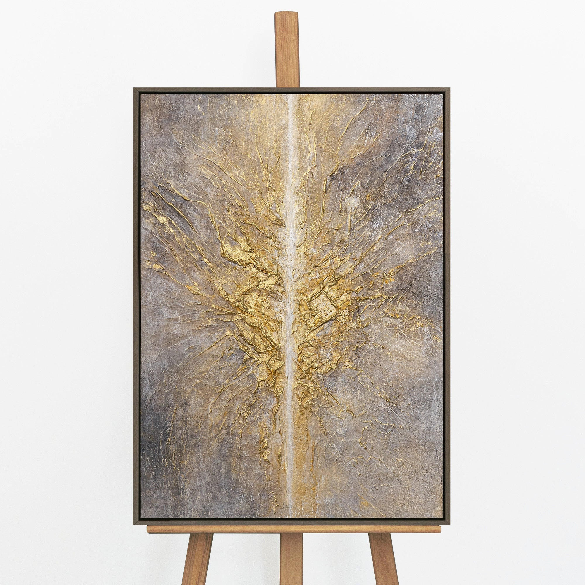 GEMÄLDE Energiestrahl Schattenfugenrahmen Grau 70x50 cm - Grau, Holz (70/50cm) - YS-art gallery