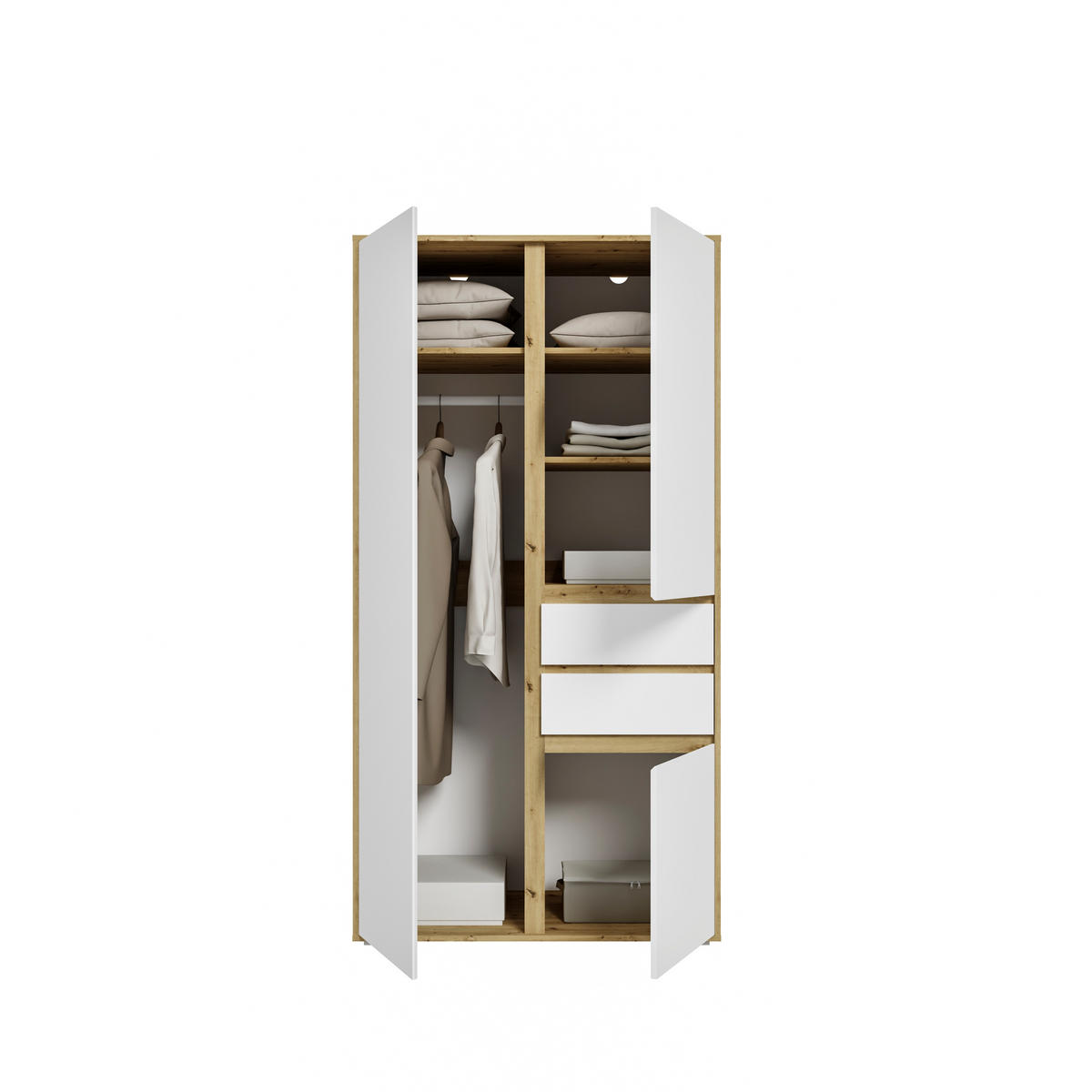 KLEIDERSCHRANK 2-türig FALUN (B/H/T: ca. 100/194/56 cm) in Artisan Eiche Nachbildung/weiß - Eiche Artisan, Holzwerkstoff (100/194/56cm)