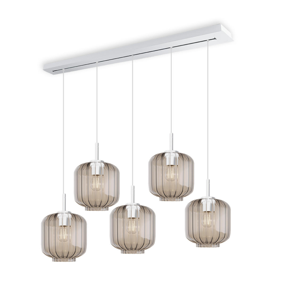 HÄNGELEUCHTE Velo 5-flammig Klar Ø 20cm - Klar/Weiß, Glas (20/20/20cm) - s.luce