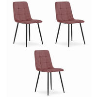 ESSZIMMERSTÜHLE 3er Set Rosa, Gepolsterte Sitzfläche, Metallfüße, Modernes Design - Pink, Textil (46/89/51cm) - Best For Home