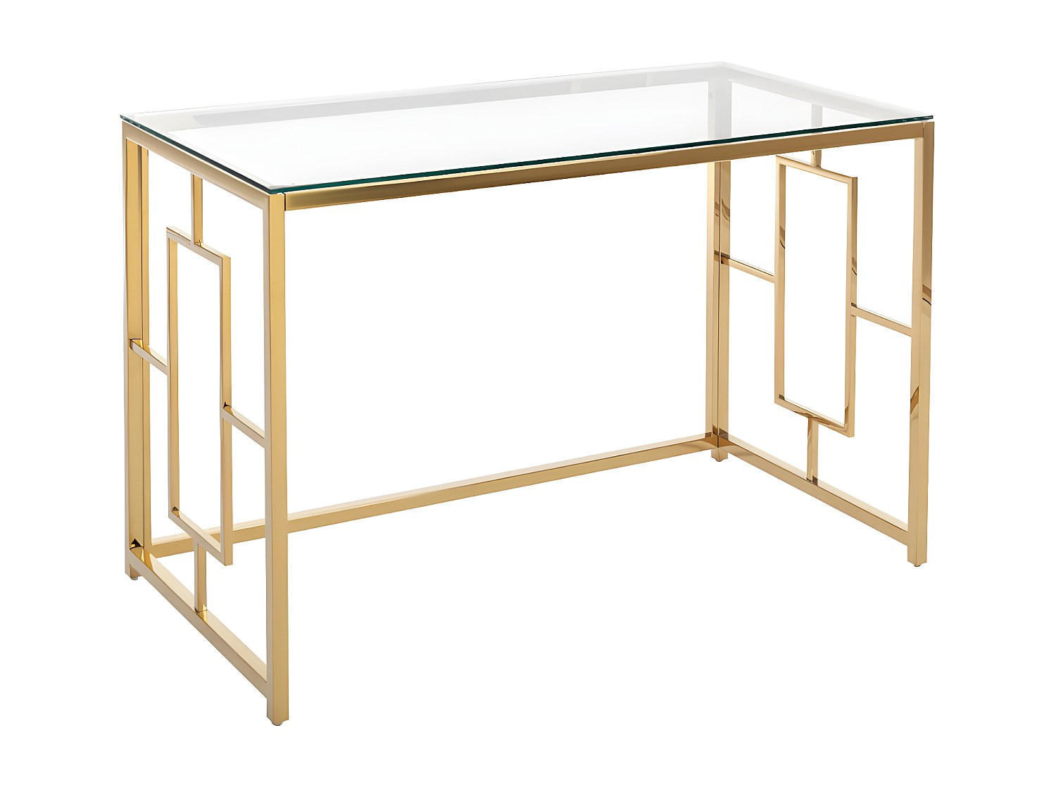 SCHREIBTISCH - Glas & Stahl - Goldfarben & Transparent - CLOTILDE - Goldfarben, Glas (120/60/75.6cm) - Pascal Morabito